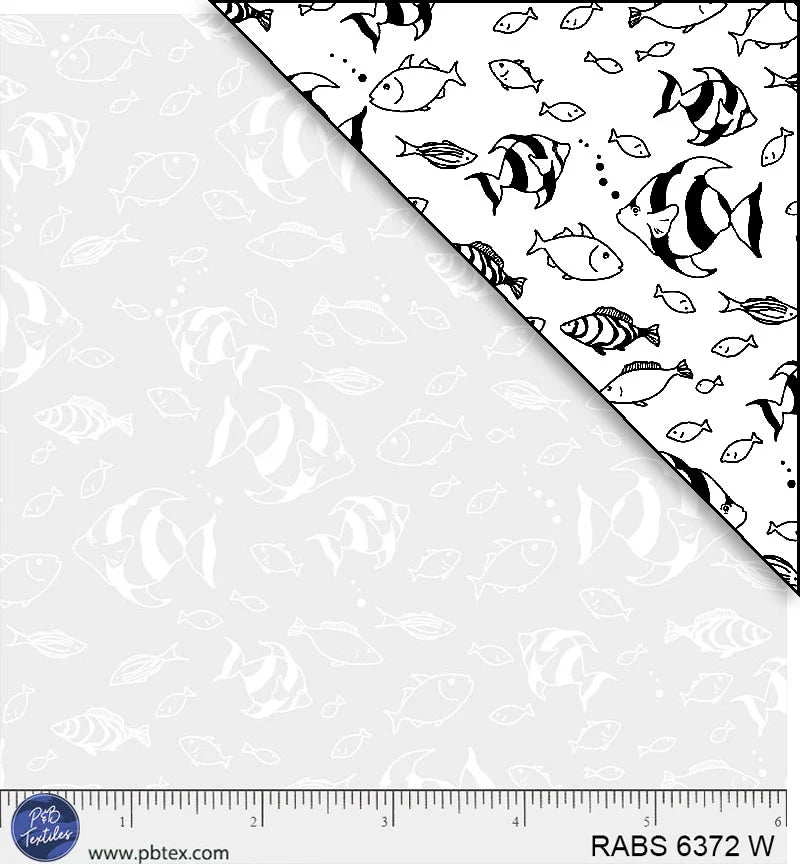 Ramblings by the Sea Nautical Octopus White on White P&B Textiles Cotton Fabric PB-RABS6371W