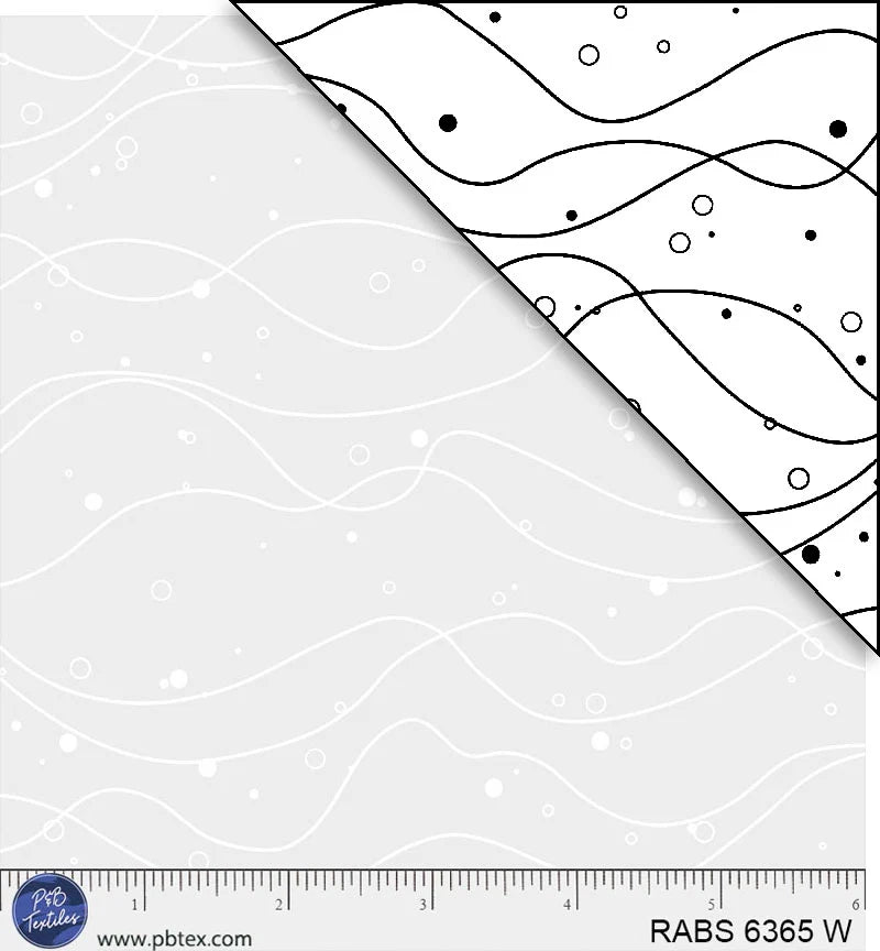 Ramblings by the Sea Nautical Waves Bubbles Dots White on White P&B Textiles Cotton Fabric PB-RABS6365W