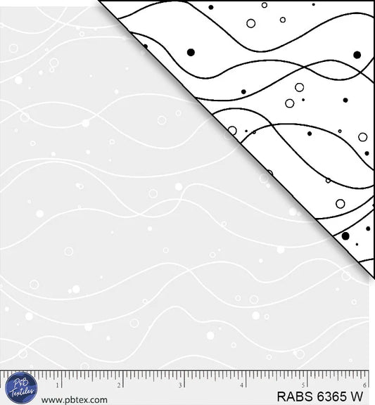 Ramblings by the Sea Nautical Waves Bubbles Dots White on White P&B Textiles Cotton Fabric PB-RABS6365W