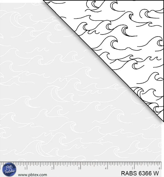Ramblings by the Sea Nautical Waves White on White P&B Textiles Cotton Fabric PB-RABS6366W