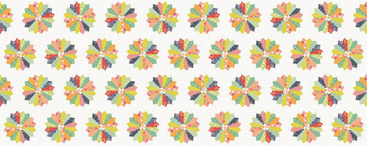 Raspberry Summer Dresden Cheater Quilt Panel 24"x60" Multi Lella Sherri & Chelsi Moda Cotton Fabric MD-37698-11
