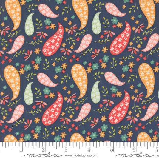 Raspberry Summer Paisley Blueberry Dark Blue Multi Sherri & Chelsi Moda Cotton Fabric MD-37691-20