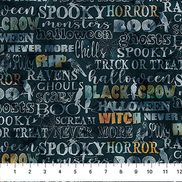 Raven's Call Words Black Multi Deborah Edwards Melanie Samra Northcott Fabrics Cotton Fabric NC-DP28950-99
