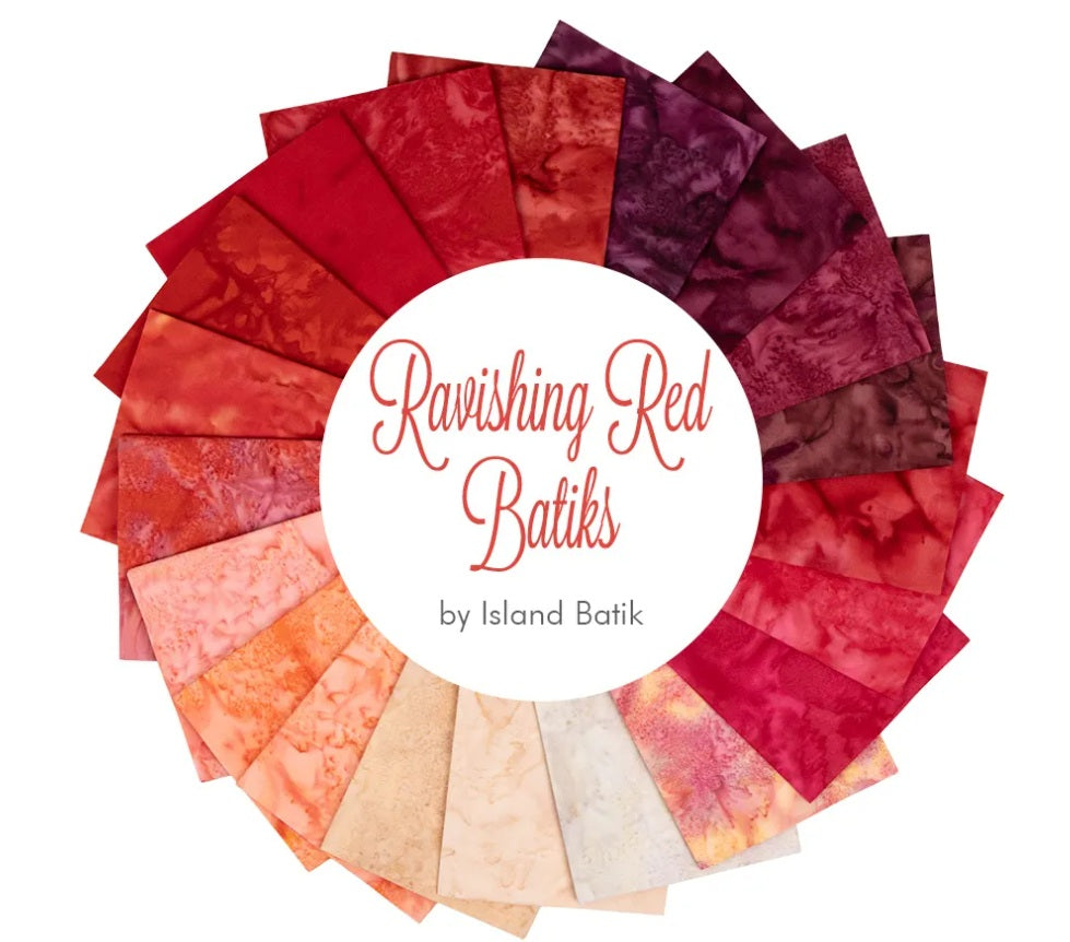 Ravishing Red Fat Quarter Bundle 18"x21" 20pcs Island Batik Cotton Fabric IB-FQ-ISBBAS-RAR