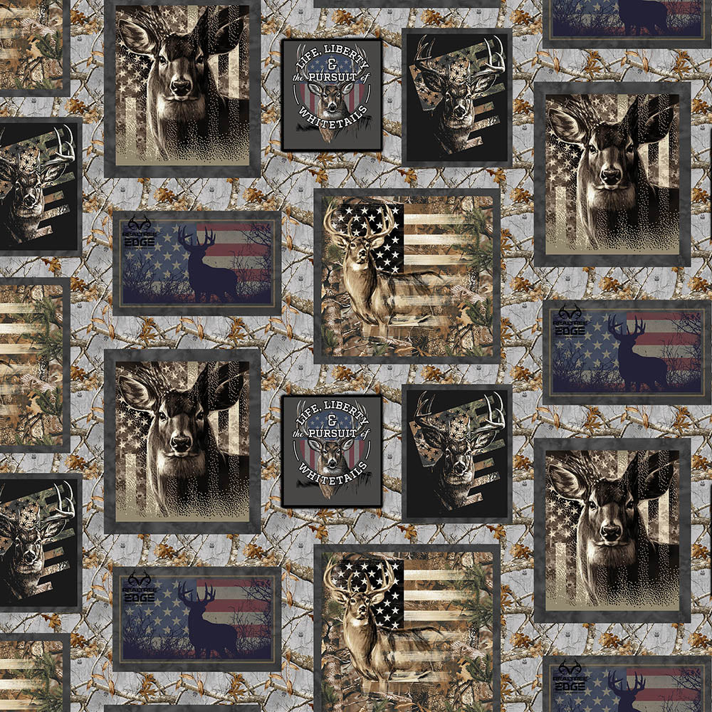 Realtree Deer Camo Patriotic Patch Sykel Cotton Fabric