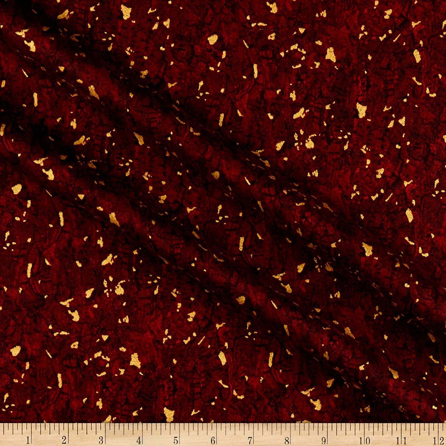 Recorked Cabernet Red Gold Metallic Windham Cotton Fabric