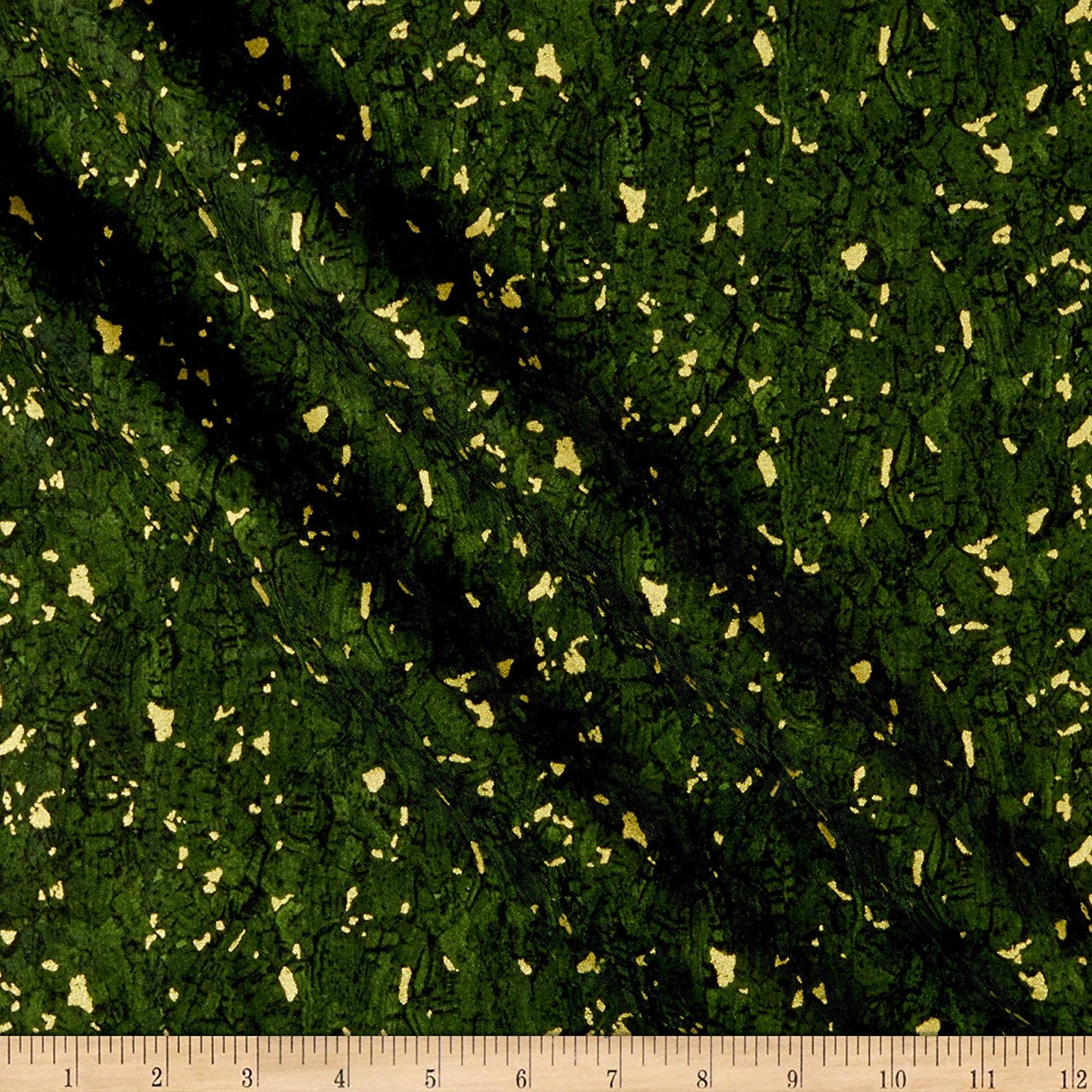 Recorked Cypress Green Gold Metallic Windham Cotton Fabric