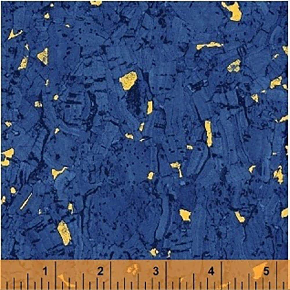 Recorked Eclipse Blue Gold Metallic Windham Cotton Fabric