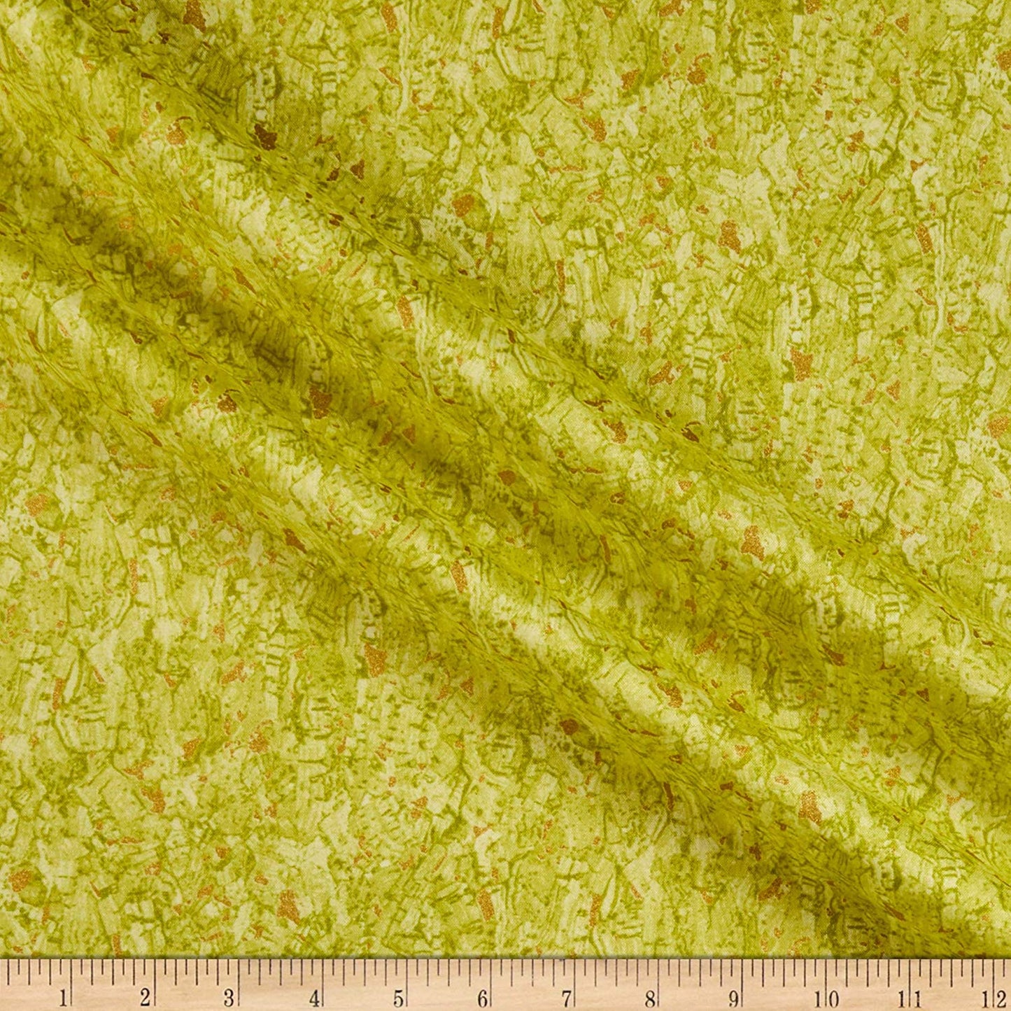 Recorked Melon Green Yellow Gold Metallic Windham Cotton Fabric