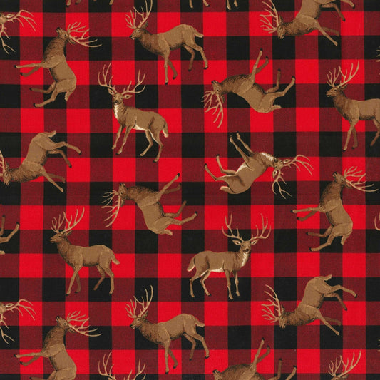 Red Deer Plaid Fabric Traditions Cotton Fabric