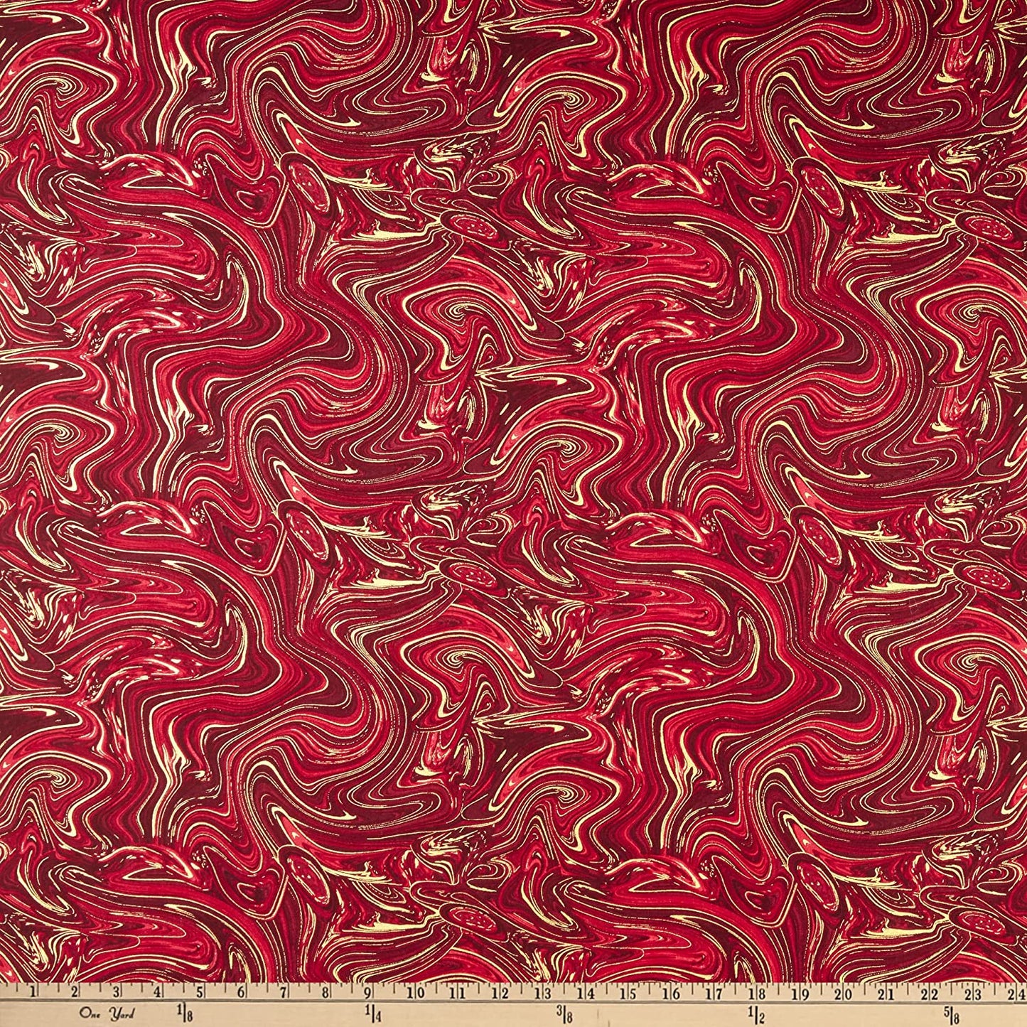 Red Swirls Metallic Blender Gilded Rose Timeless Treasures Cotton Fabric