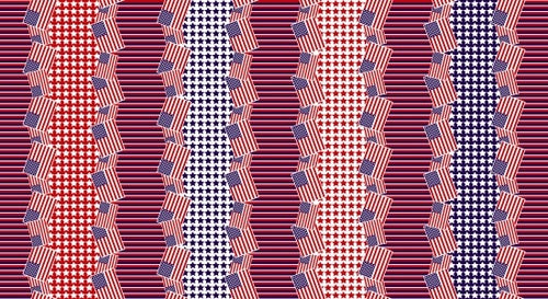 Red White Starry Blue Border Stripe Studio E Cotton Fabric