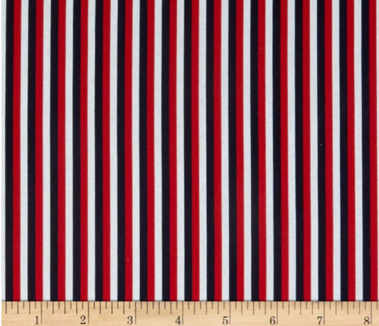 Red White and Blue Collection Red and Navy Stripe Quilting Treasures Cotton Fabric