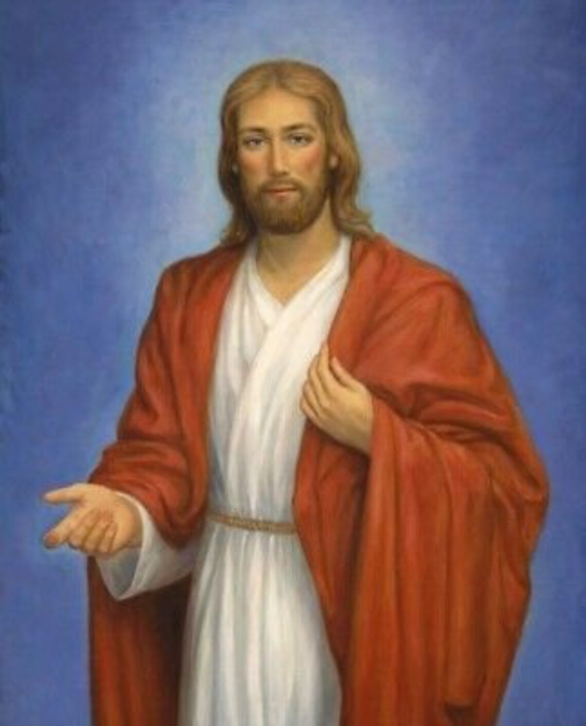 Religious Jesus Christ Portrait Panel 36" Blue David Textiles Cotton Fabric DT-AL-3850-9C | US Fabric Shop