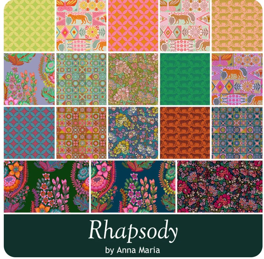 Rhapsody Fat Quarter Bundle 18"x21" 18 pcs Anna Maria Parry Northcott Cotton Fabric NC-FQRHAPSODY18-10