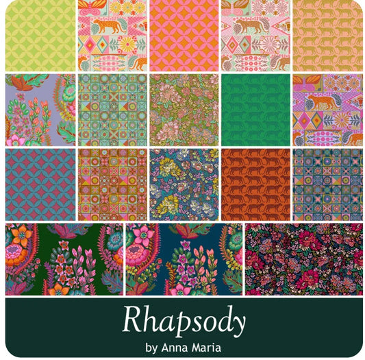 Rhapsody Fat Quarter Bundle 18"x21" 18 pcs Anna Maria Parry Northcott Cotton Fabric NC-FQRHAPSODY18-10