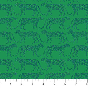 Rhapsody Saunter Leopards Emerald Green Anna Maria Parry Northcott Cotton Fabric NC-AMT172-74C