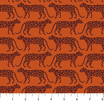 Rhapsody Saunter Leopards Sienna Orange Anna Maria Parry Northcott Cotton Fabric NC-AMT172-25L