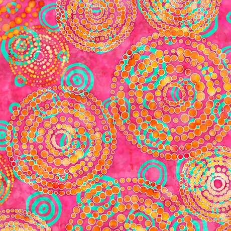 Rhythm Dotted Circles Pink Dan Morris Quilting Treasures Cotton Fabric