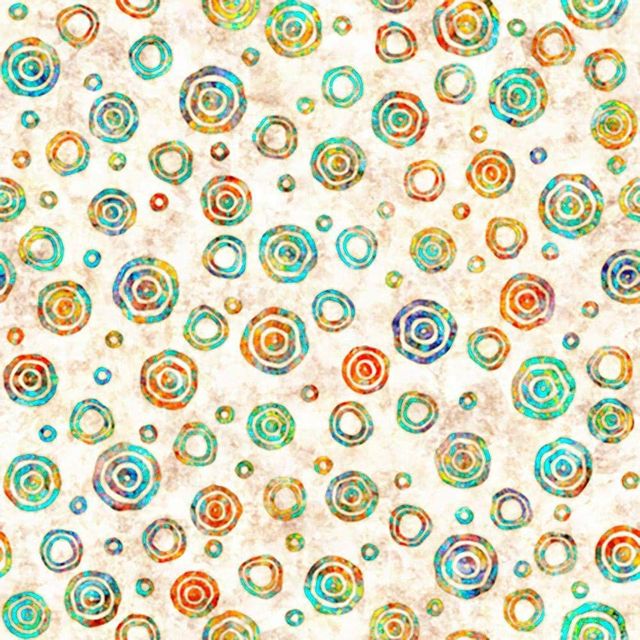 Rhythm Bullseye Oatmeal Crean Dan Morris Quilting Treasures Cotton Fabric