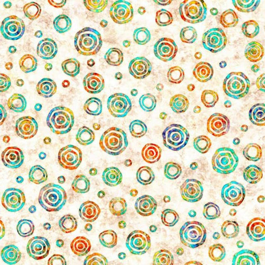 Rhythm Bullseye Oatmeal Crean Dan Morris Quilting Treasures Cotton Fabric