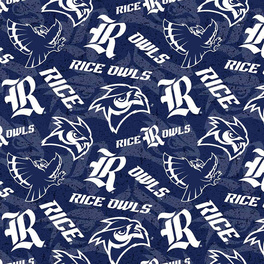 Rice Owls NCAA College Tone on Tone Sykel Cotton Fabric