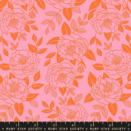 Rise and Shine Garden Glow Florals Background Azalea Pink Melody Miller Ruby Star Moda Cotton Fabric