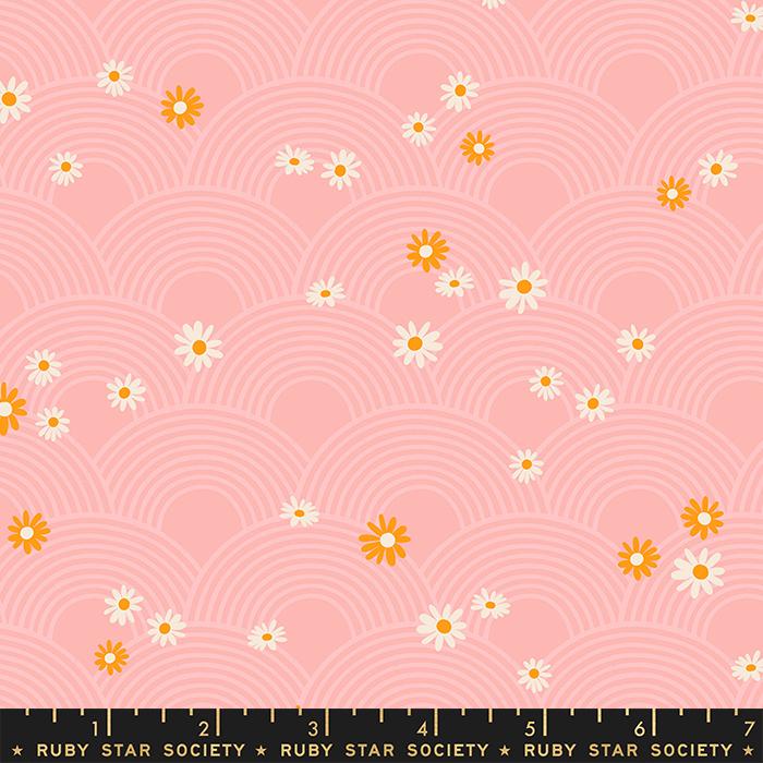 Rise and Shine Meadow Florals Geometric Balmy Pink Ruby Star Society Moda Cotton Fabric