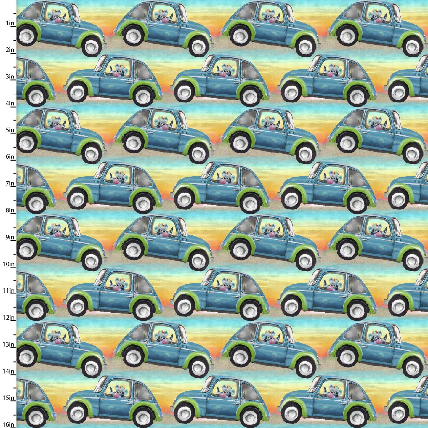 Road Trippin Koalafied Driver Multi Connie Haley 3 Wishes Cotton Fabric