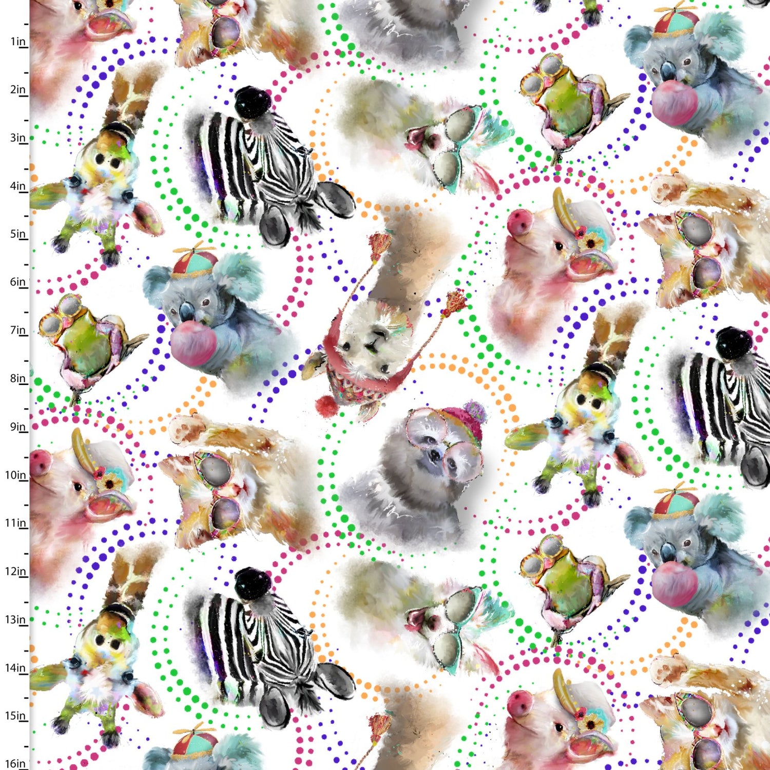 Road Trippin Tossed Animals White Connie Haley 3 Wishes Cotton Fabric | US Fabric Shop