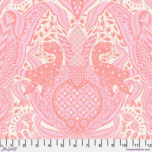 Roar! Gift Rapt Dinosaur Toile Blush Pink Tula Pink Free Spirit Cotton Fabric