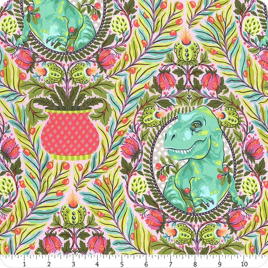 Roar! Tree Rex Dinosaur Floral Blush Pink Tula Pink Free Spirit Cotton Fabric