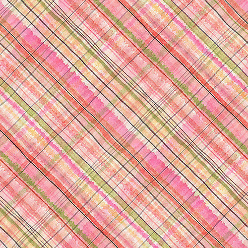 Romance Bias Plaid Soft Rose Pink Catriona Crehan Blank Quilting Cotton Fabric