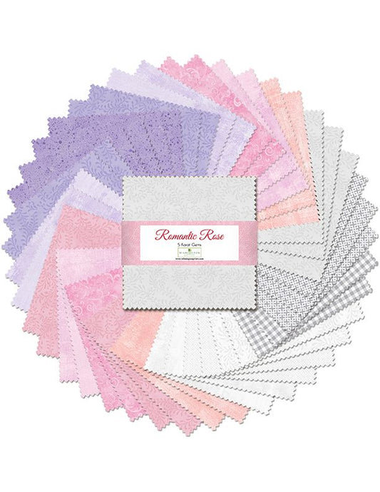 Romantic Rose 5" Squares Karat Gems Revised 4-5-24 Wilmington Prints Cotton Fabric