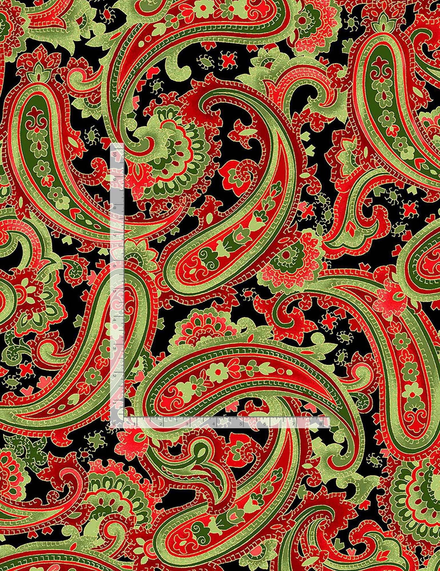 Rose Gilded Rose Metallic Paisley Black Chong-A Hwang Timeless Treasures Cotton Fabric