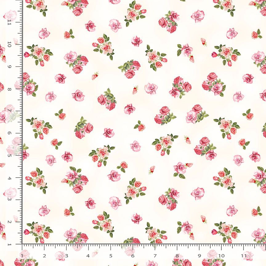 Rose Tiny Floral Bouquets Blush Light Pink Timeless Treasures Cotton Fabric