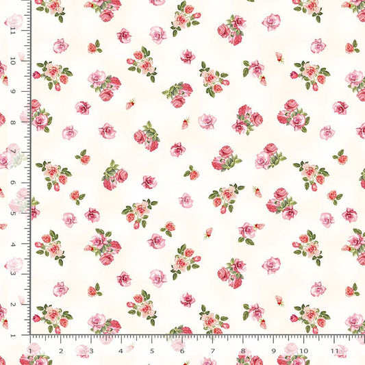 Rose Tiny Floral Bouquets Blush Light Pink Timeless Treasures Cotton Fabric