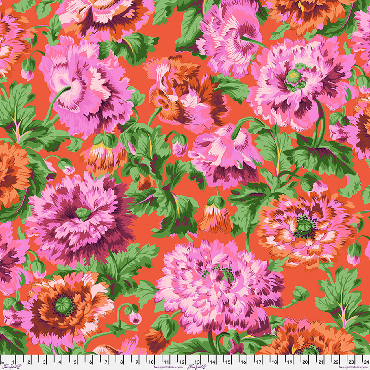Rosemary Red Philip Jacobs August 2025 Kaffe Fassett Collective Free Spirit Cotton Fabric FS-PWPJ134.RED