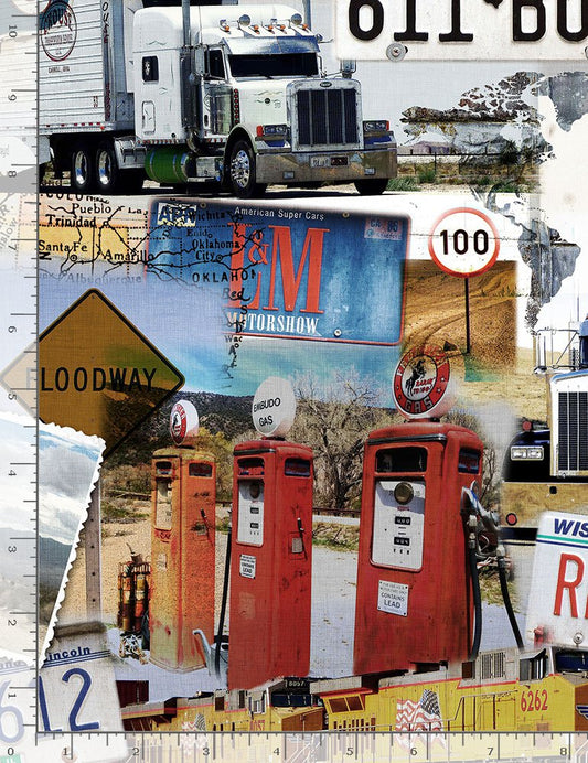 Route 66 Collage Timeless Treasures Cotton Fabric