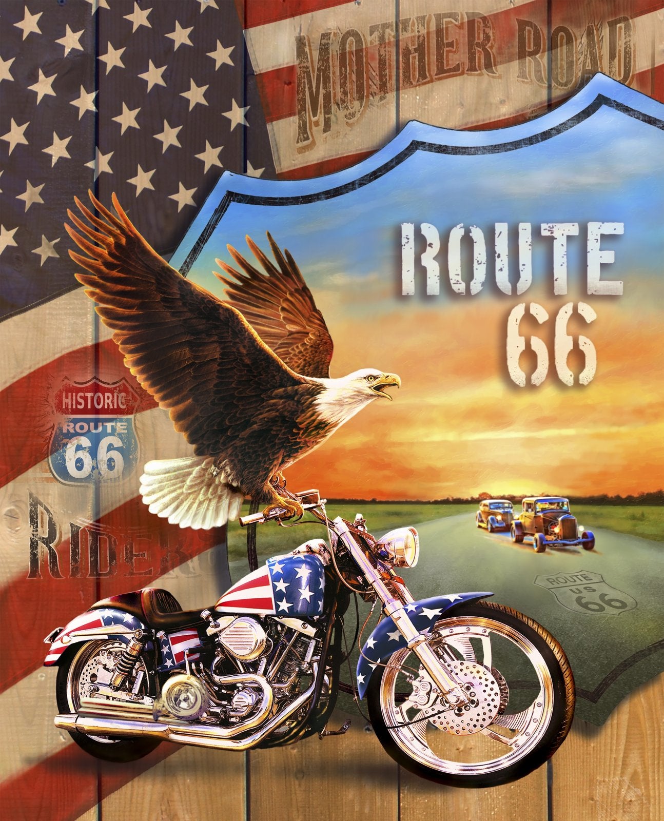 Route 66 Freedom Ride Panel 36" David Textiles Cotton Fabrics DT-GG-0056-2C-1