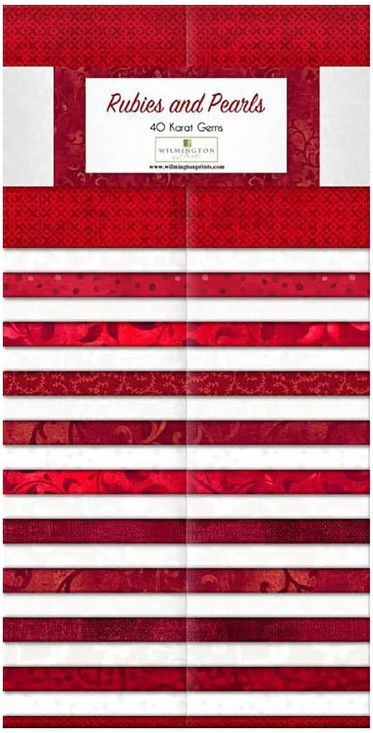 Rubies and Pearls Red and White Tonal 2.5" Strips Karat Crystals Wilmington Prints Cotton Fabric