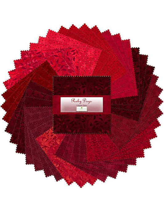 Ruby Days 5" Squares Karat Gems Revised 4-5-24 Wilmington Prints Cotton Fabric