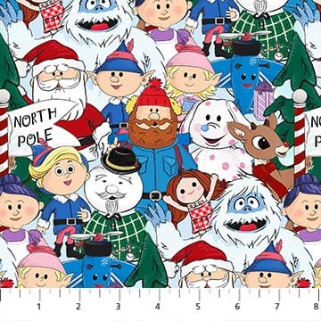 Rudolph The Red-Nose Reindeer Characters Multi Northcott Cotton Fabric NC-RD1000-10 | US Fabric Shop