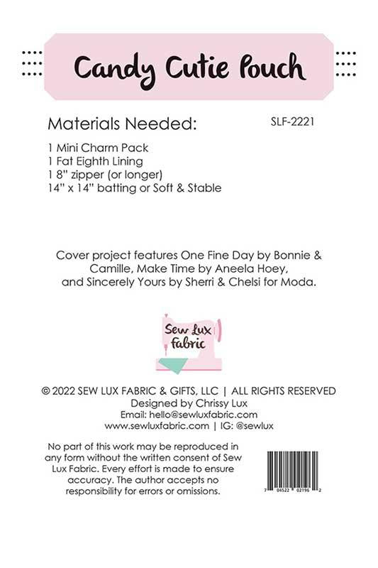 Candy Cutie Pouch Bag Tote Pattern Chrissy Lux Sew Lux Fabric & Gifts SLF-2221