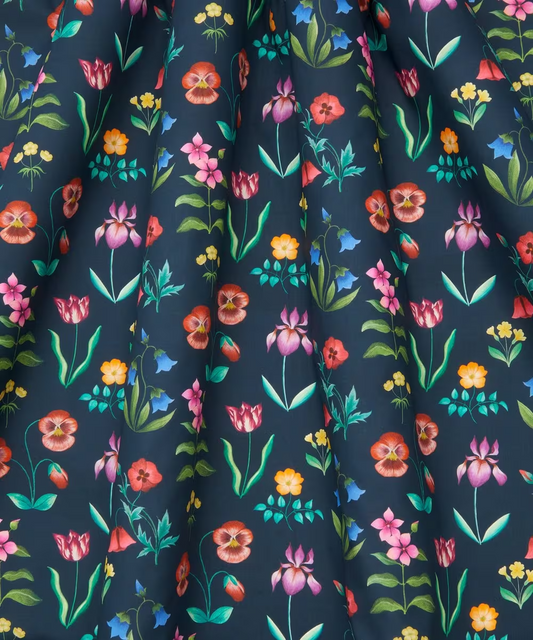SS26 Floral Rebellion Floral Majesty Navy Blue Liberty Fabrics Cotton Tana Lawn Fabric LF-036361016-A