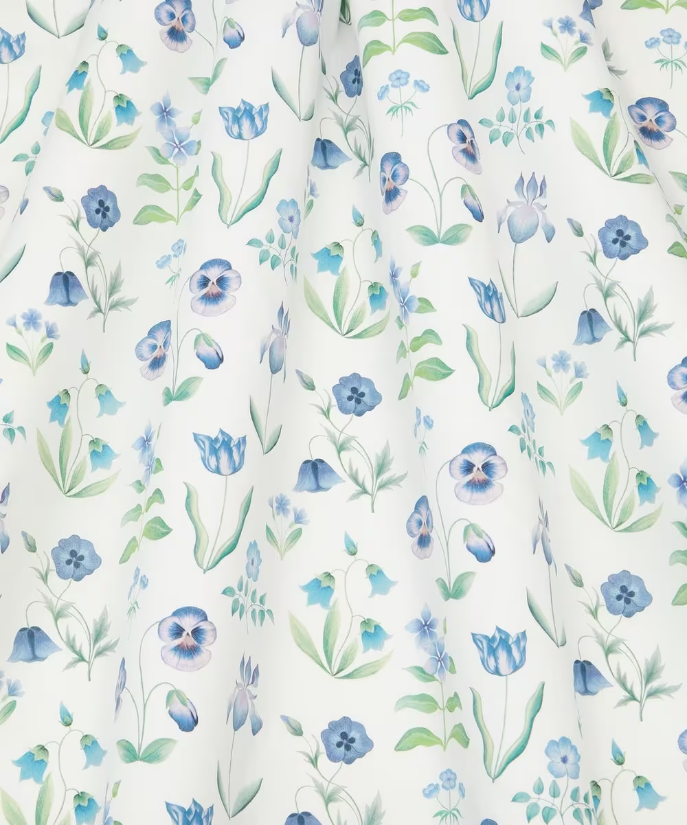 SS26 Floral Rebellion Floral Majesty White Blue Liberty Fabrics Cotton Tana Lawn Fabric LF-036361016-B
