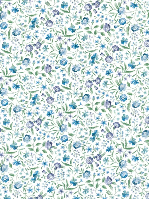 SS26 Floral Rebellion Robyn Emily Floral White Blue Liberty Fabrics Cotton Tana Lawn Fabric LF-036361008-B