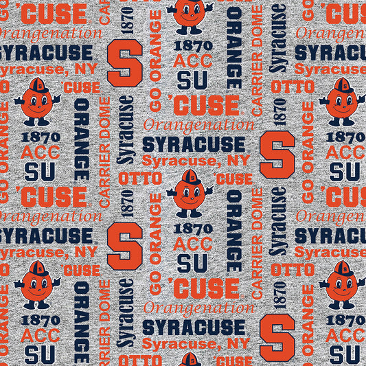 Syracuse Orange NCAA College Heather Verbiage Sykel Enterprises Polyester FLEECE Fabric SYR-1162