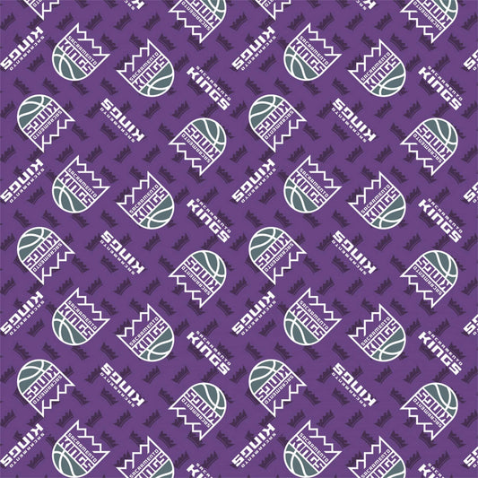 Sacramento Kings NBA Allover Purple Camelot Cotton Fabric