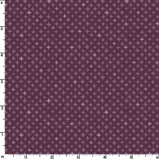 Saguaro Shining Stars Metallic Dark Purple Christina Cameli Maywood Studio Cotton Fabric